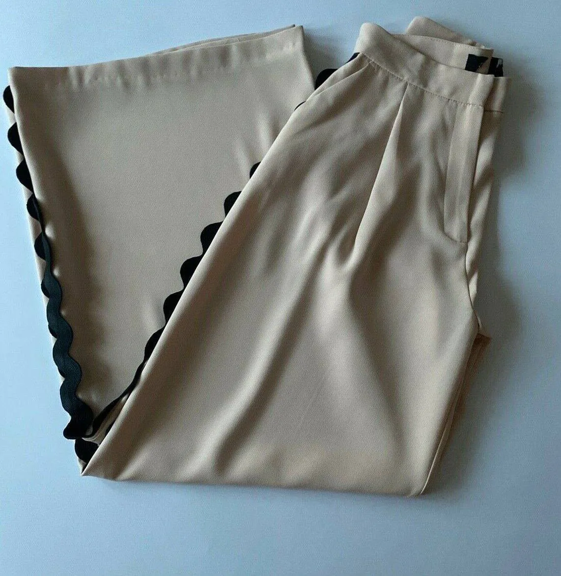 River Island Beige Palazzo Trousers Side Stripe sold by Beagle Boutique
