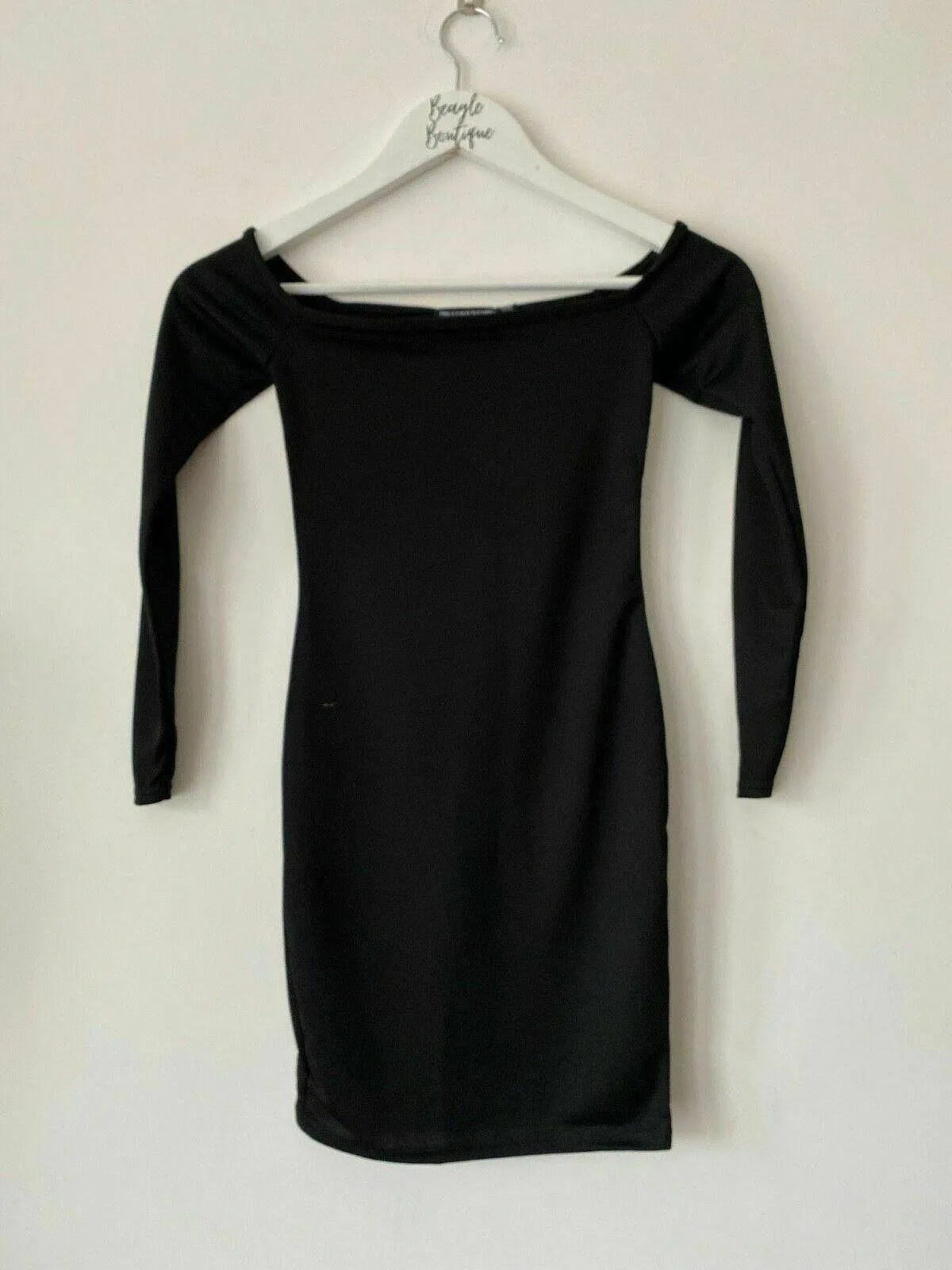 PrettyLittleThing Black Bardot Bodycon Dress Size 6 sold by Beagle Boutique product image thumbnail 2