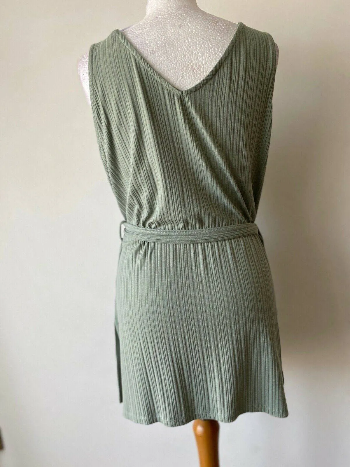 Papaya Green Rib Longline Tie Belt Sleeveless Top Size 12 UK sold by Beagle Boutique product image thumbnail 3