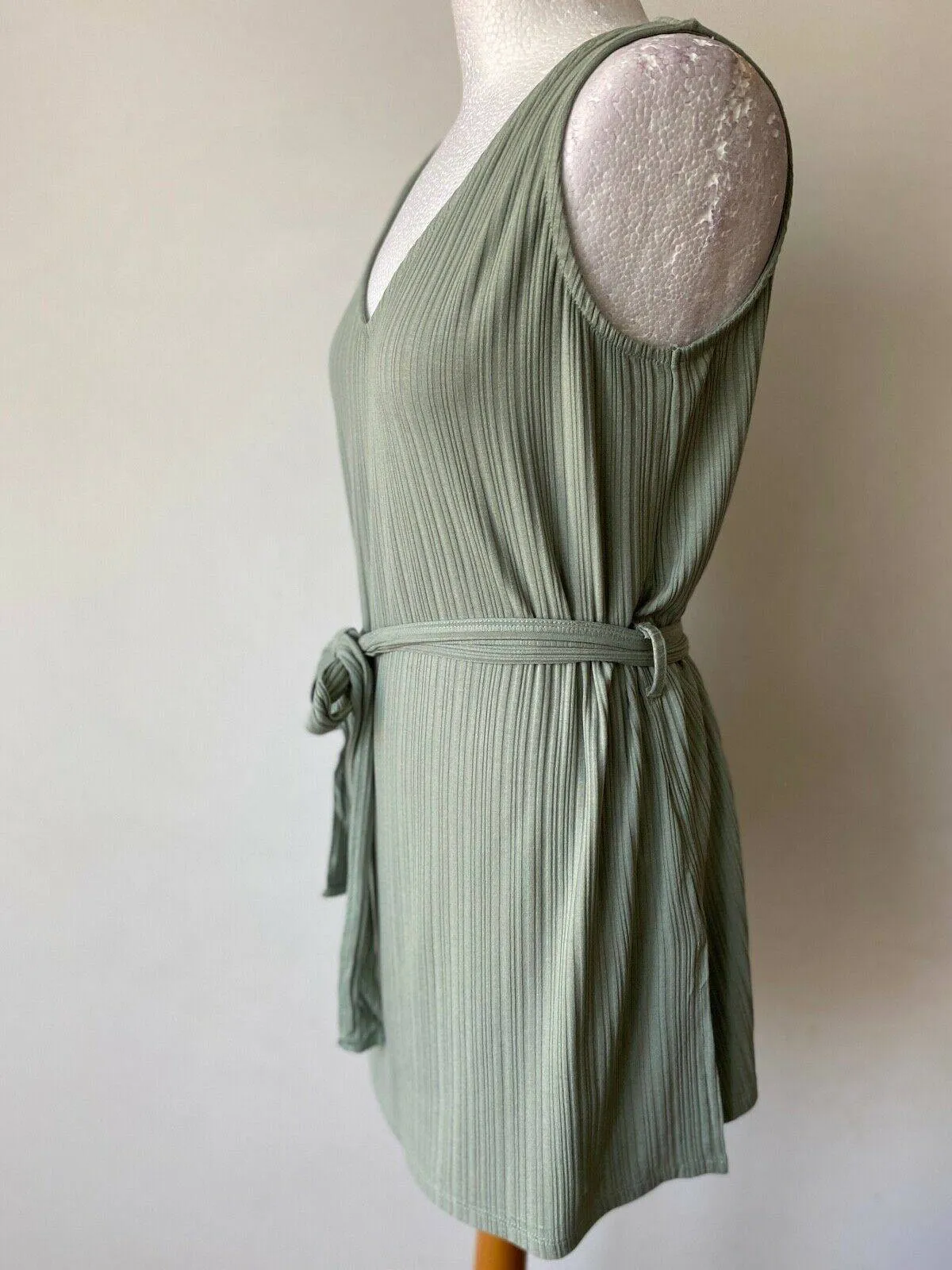 Papaya Green Rib Longline Tie Belt Sleeveless Top Size 12 UK sold by Beagle Boutique product image thumbnail 2