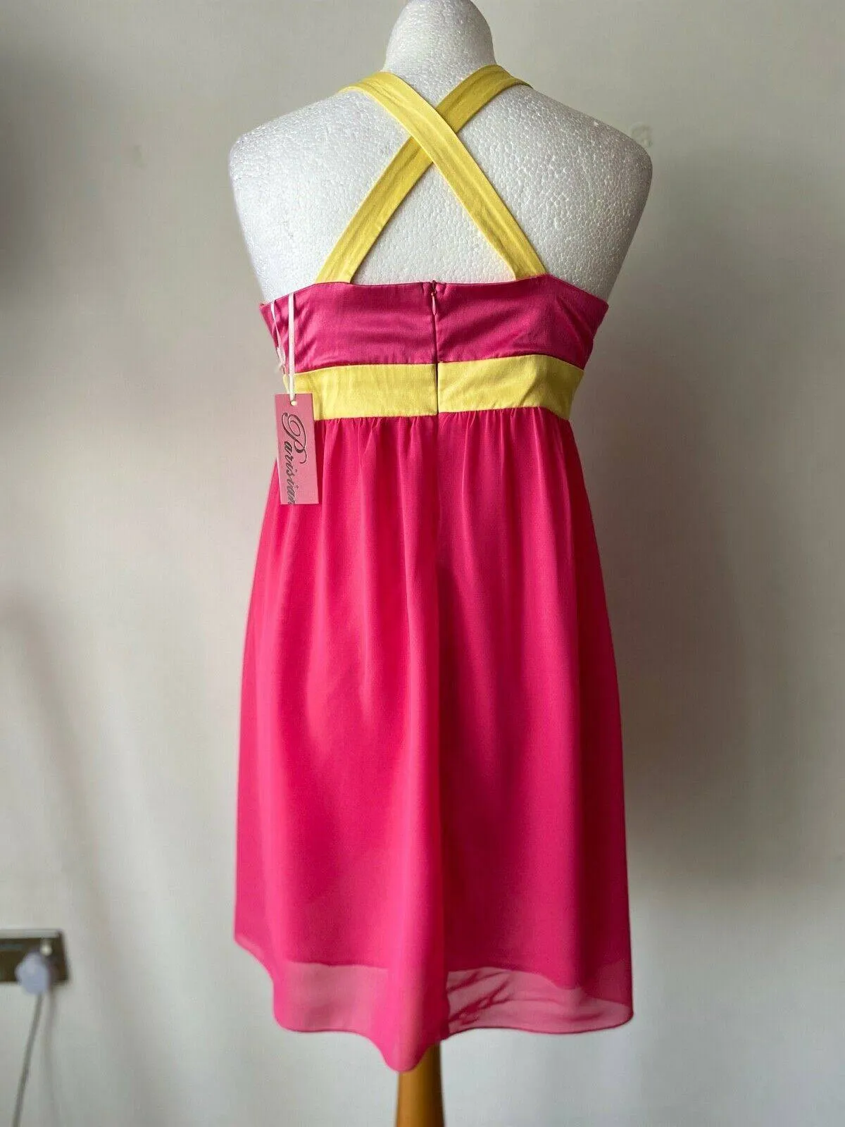 Parisian Limited Edition Pink Yellow Mesh Skirt Dress sold by Beagle Boutique product image thumbnail 4