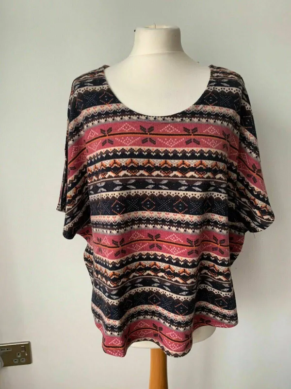 New Look Poncho Type Boxy wide knit Jumper Aztec Print Sizes S or M available sold by Beagle Boutique