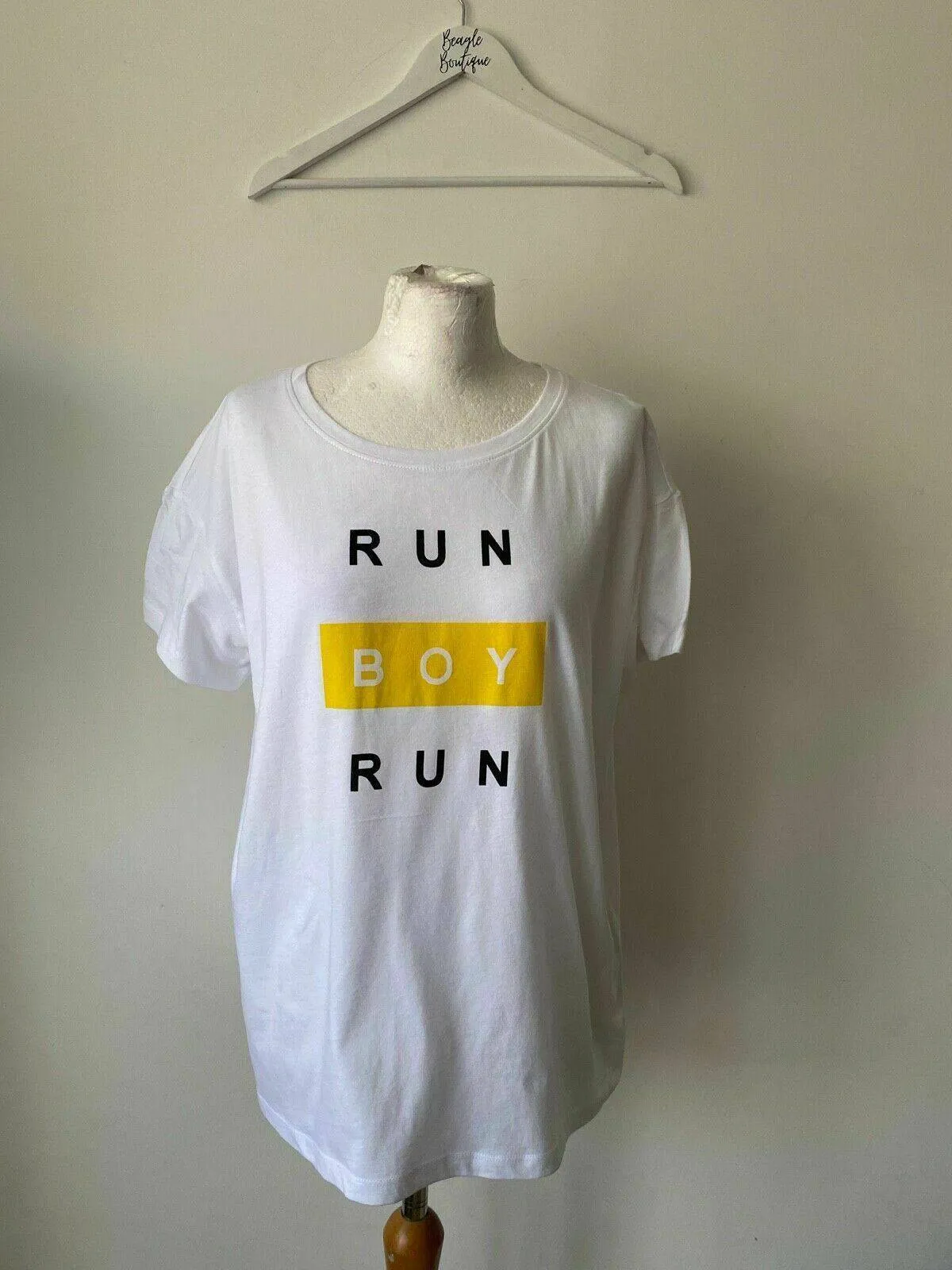 Noisy May Command Short Sleeve T-Shirt Size L 12 - 14 Run Boy Run Slogan sold by Beagle Boutique