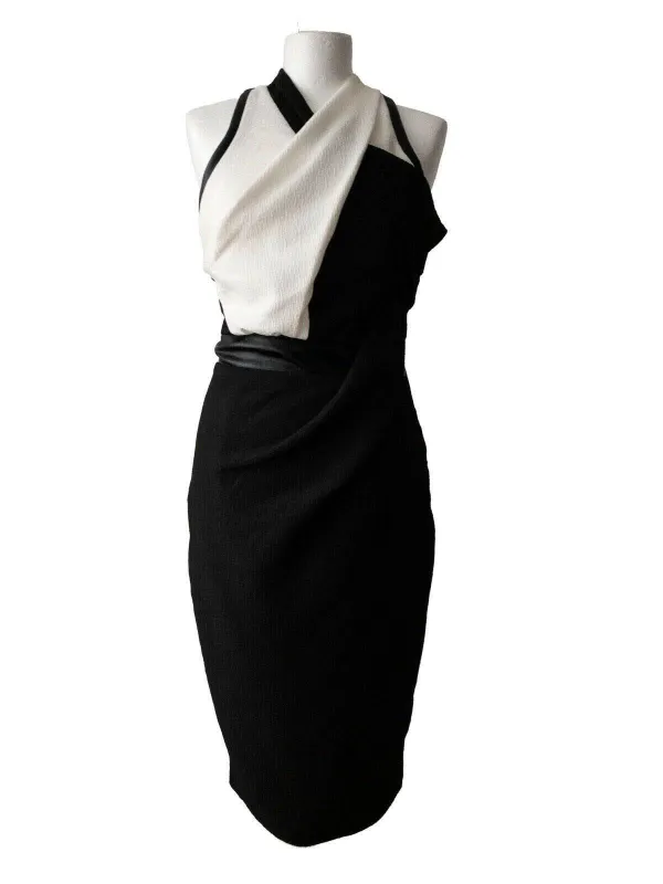 Novo London Monochrome Halter Neck Bodycon Dress Contrast Sizes 8, 10, 12 sold by Beagle Boutique