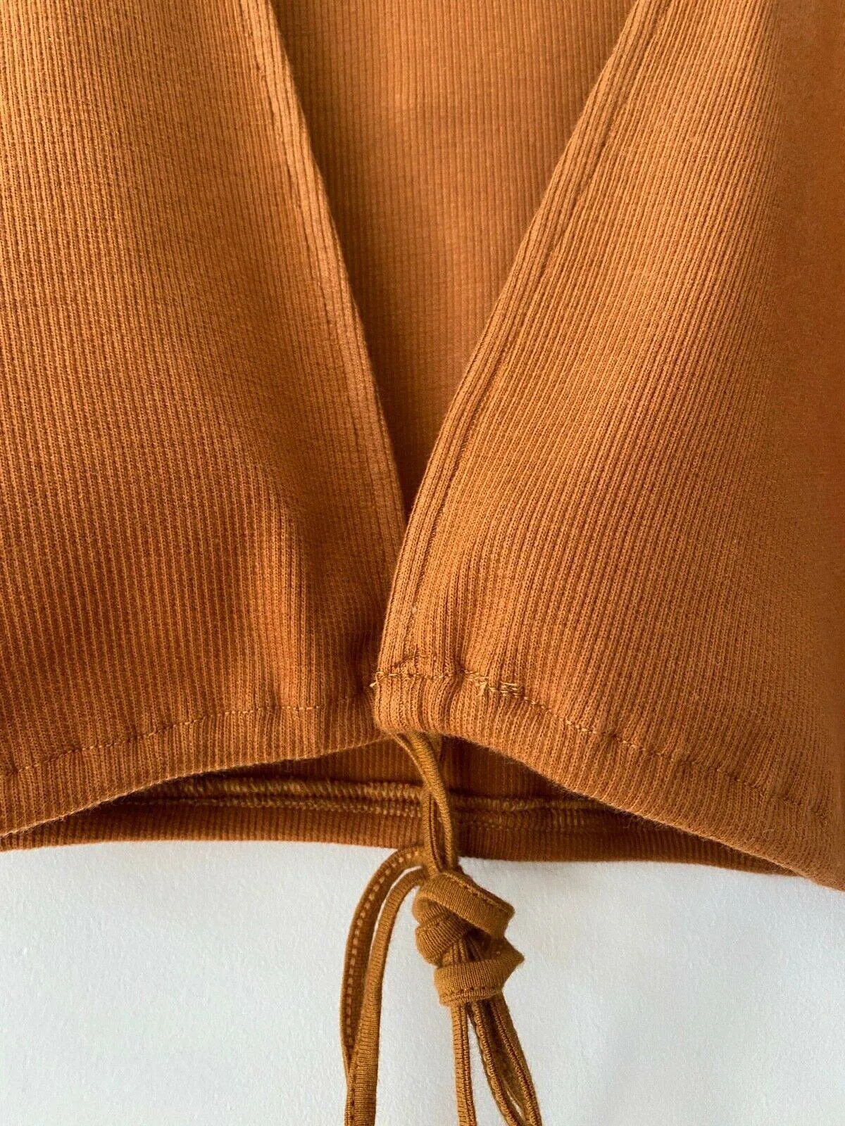 MOTEL Liena Plunge Neckline Crop Top Rib Dark Tan Size XS 8 sold by Beagle Boutique product image thumbnail 2