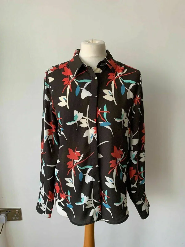 M&S Brown Lightweight Long Sleeve Shirt Floral Pattern Size 8 NEW sold by Beagle Boutique