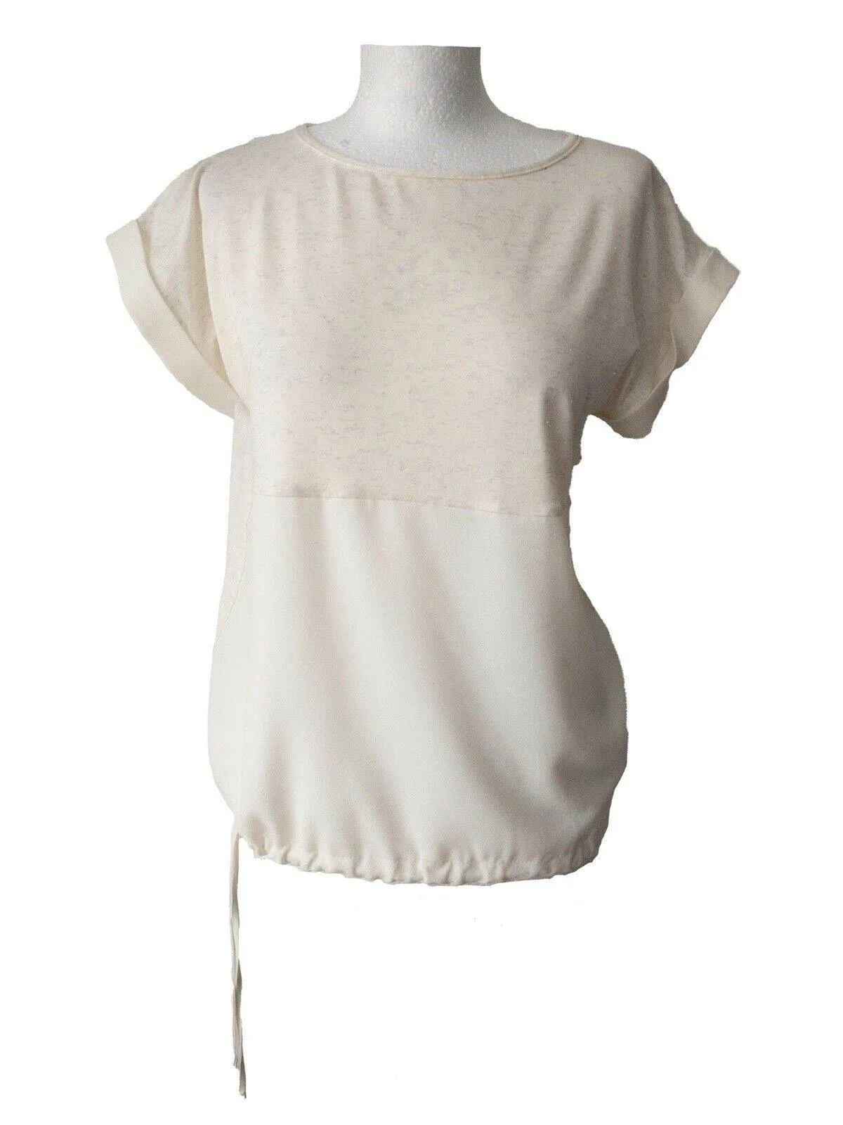Cream Contrast Material Pull Cord Hem Top Size 10 Metallic Thread sold by Beagle Boutique
