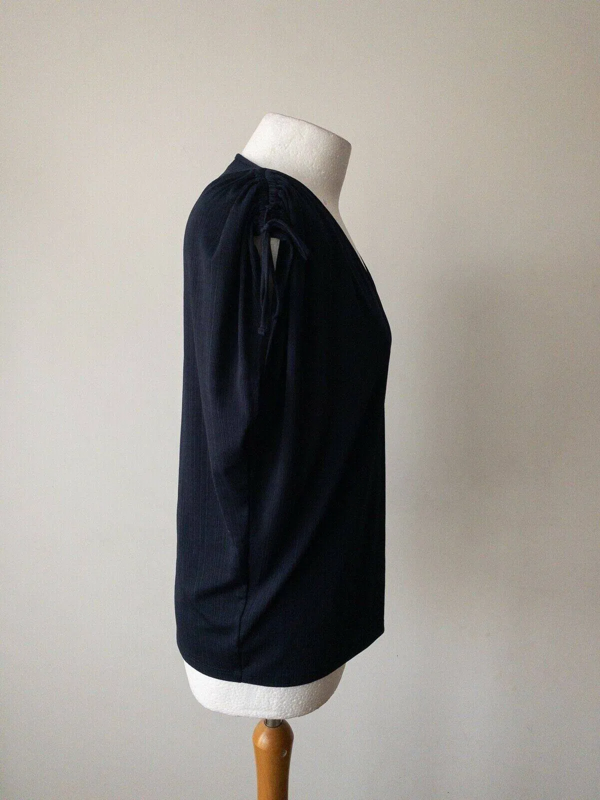 Dark Blue V-Neck Sleeveless Top size 12 Ruched Shoulers sold by Beagle Boutique product image thumbnail 2