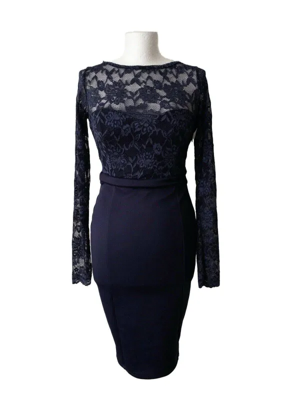 City Goddess Navy Lace Detail Dress Size 10 Large Bow sold by Beagle Boutique