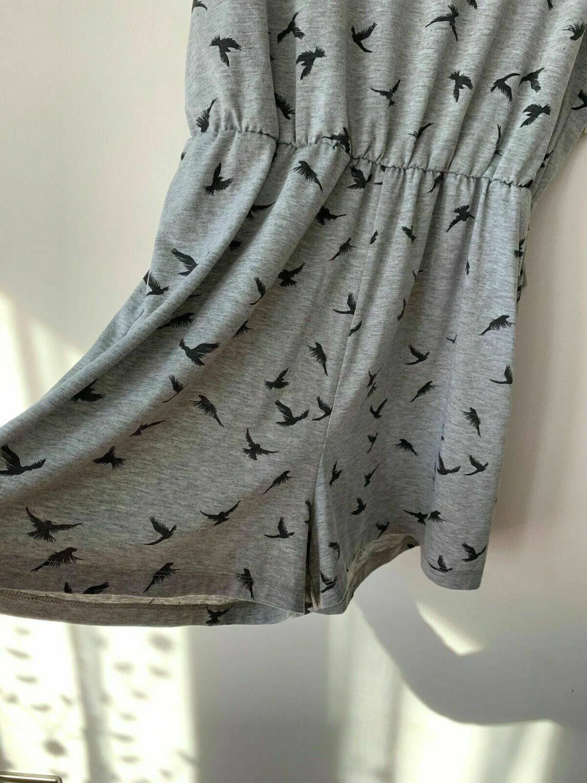 Brave Soul Swoop Playsuit in Bird Print Size S 8 UK Grey sold by Beagle Boutique product image thumbnail 2