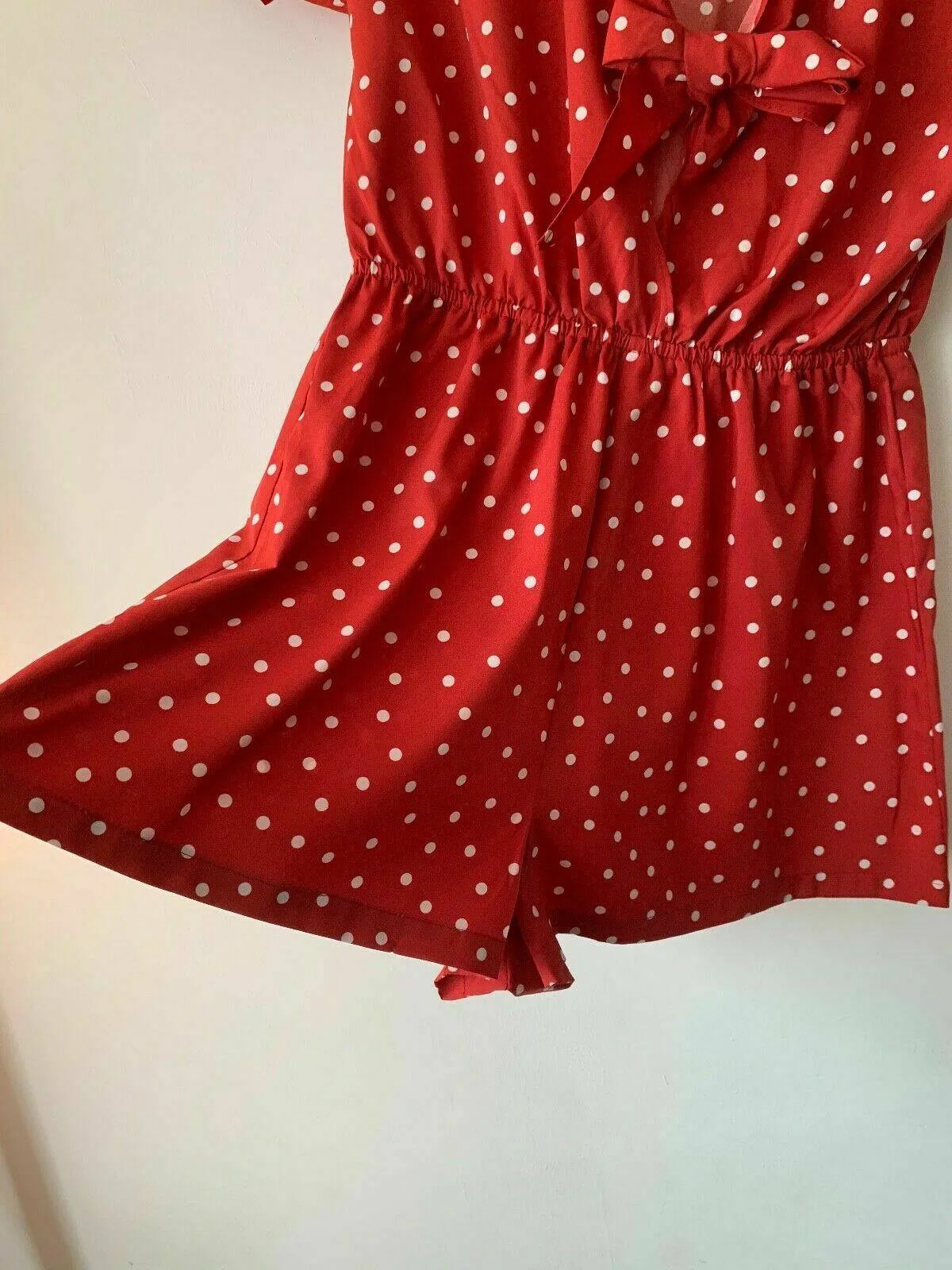 Brave Soul Red Polka Dot Playsuit Tie Bow Front Size S 8 UK sold by Beagle Boutique product image thumbnail 4