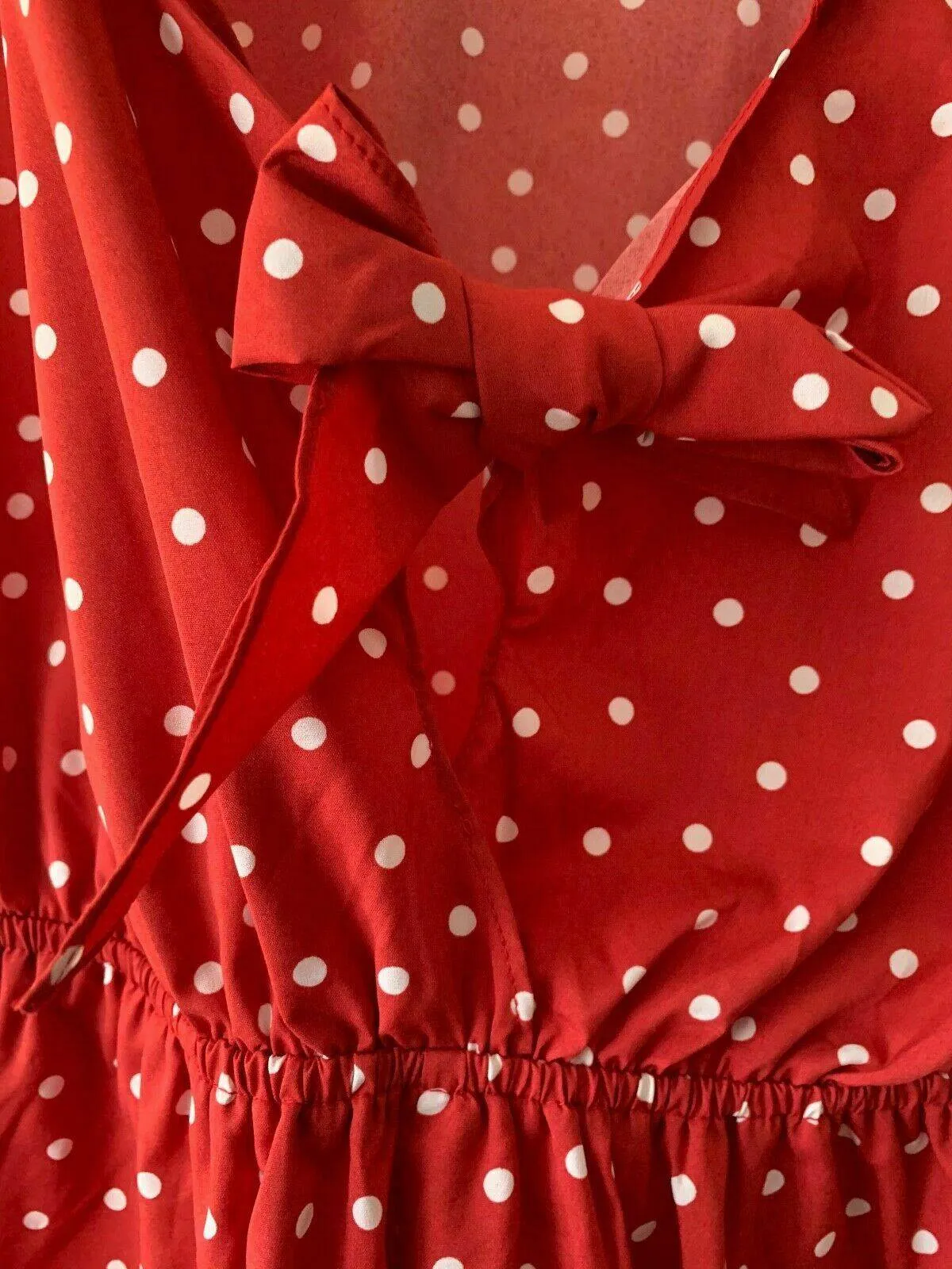 Brave Soul Red Polka Dot Playsuit Tie Bow Front Size S 8 UK sold by Beagle Boutique product image thumbnail 2