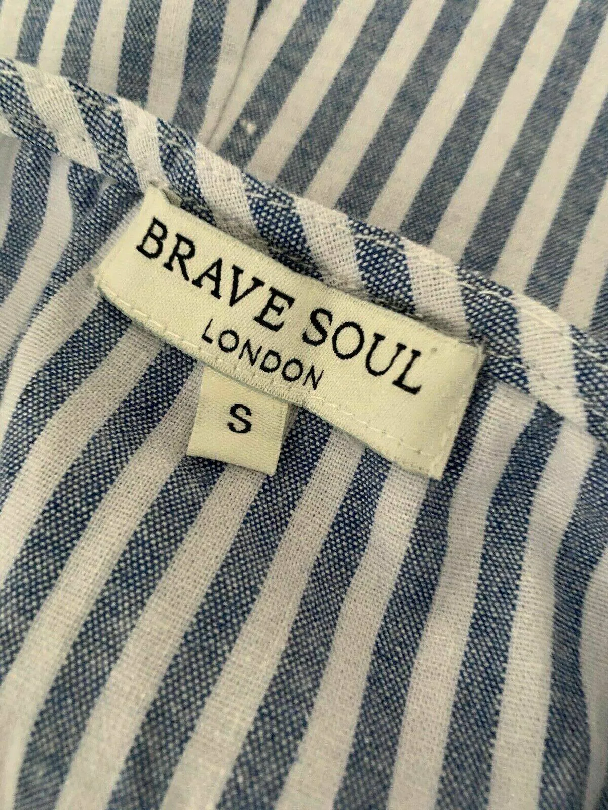 Brave Soul Blue White Stripe Button Playsuit Trousers Size S 8 sold by Beagle Boutique product image thumbnail 5