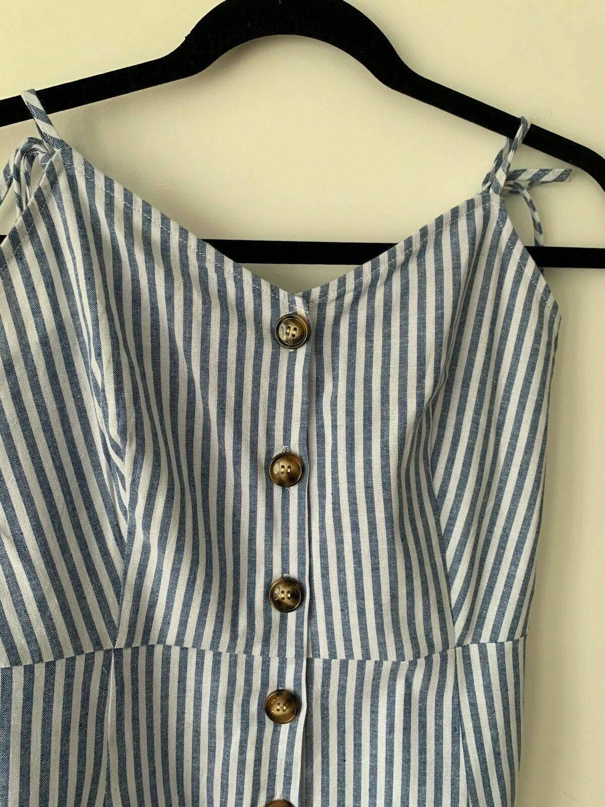 Brave Soul Blue White Stripe Button Playsuit Trousers Size S 8 sold by Beagle Boutique product image thumbnail 4