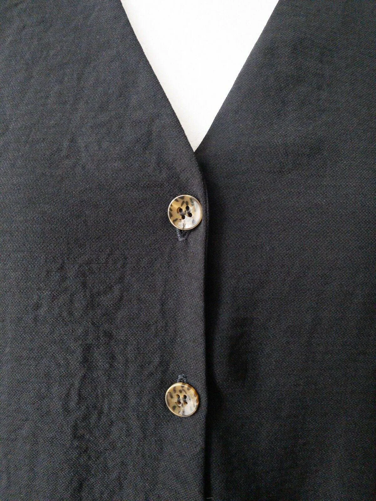 Black Button Down Collarless Top Size 10 Pull cord hem sold by Beagle Boutique product image thumbnail 2