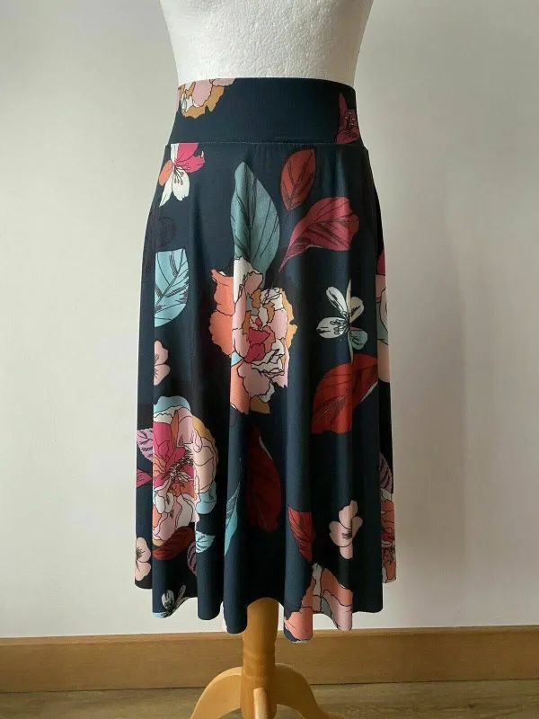 Anna Field Midi Skirt Size 8 Petrol Blue Floral sold by Beagle Boutique