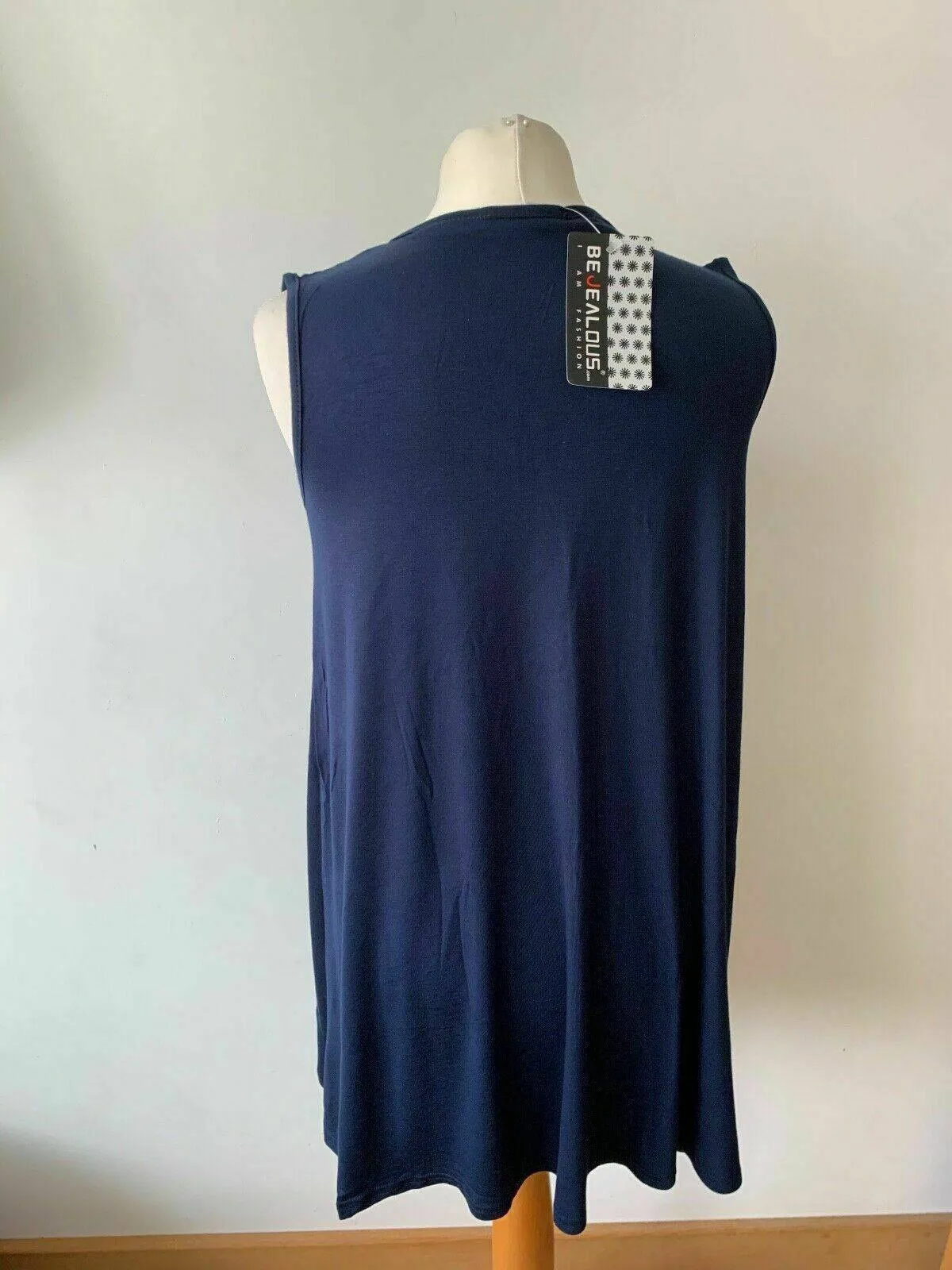 Be Jealous Navy Sleeveless Top Front Tie Knot Baggy Shift Size S / M sold by Beagle Boutique product image thumbnail 4