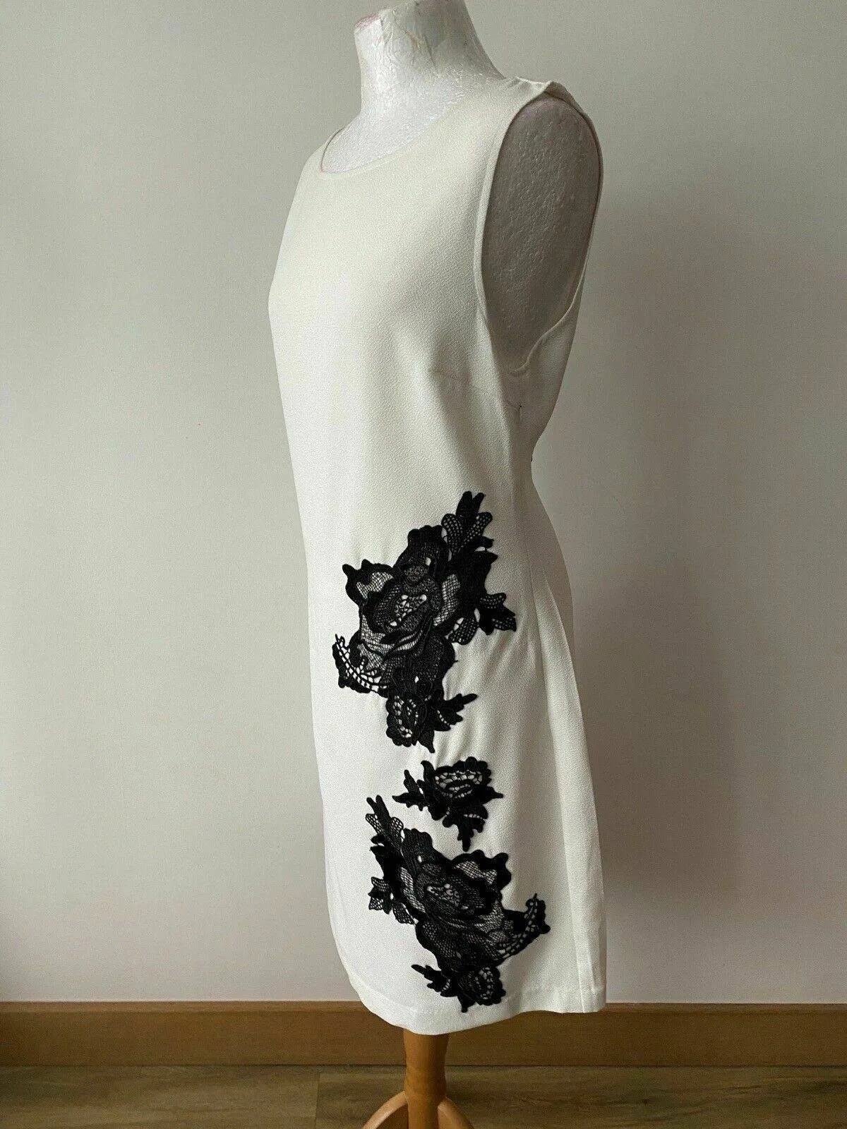 Anna Field White Shift Dress Black Embroidered Size 14 Fully Lined sold by Beagle Boutique product image thumbnail 2