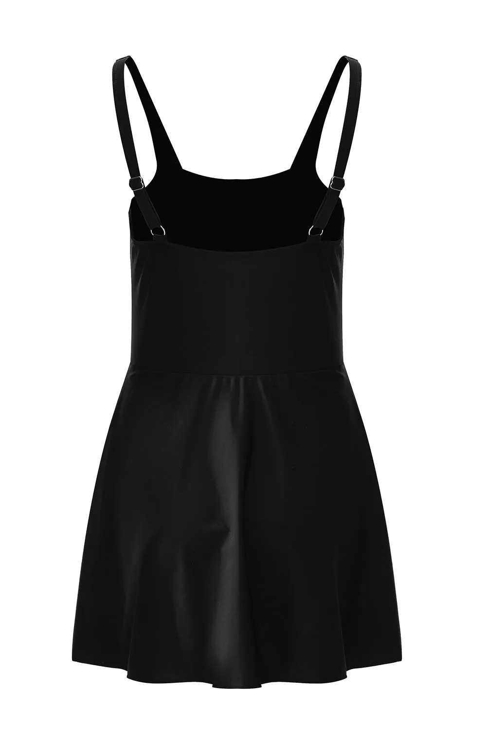 Black Side Tied Waist Square Neck Adjustable Straps A-line One Piece Swim Dress sold by Beagle Boutique product image thumbnail 2