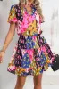 Rose Leopard Short Sleeve Tiered Ruffle Mini Dress sold by Beagle Boutique