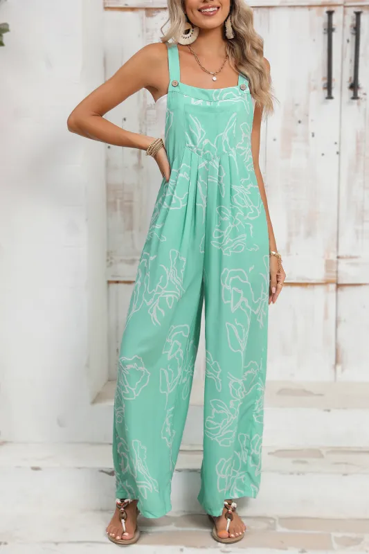 Moonlight Jade Abstract Print Wide Leg Bib Overall sold by Beagle Boutique