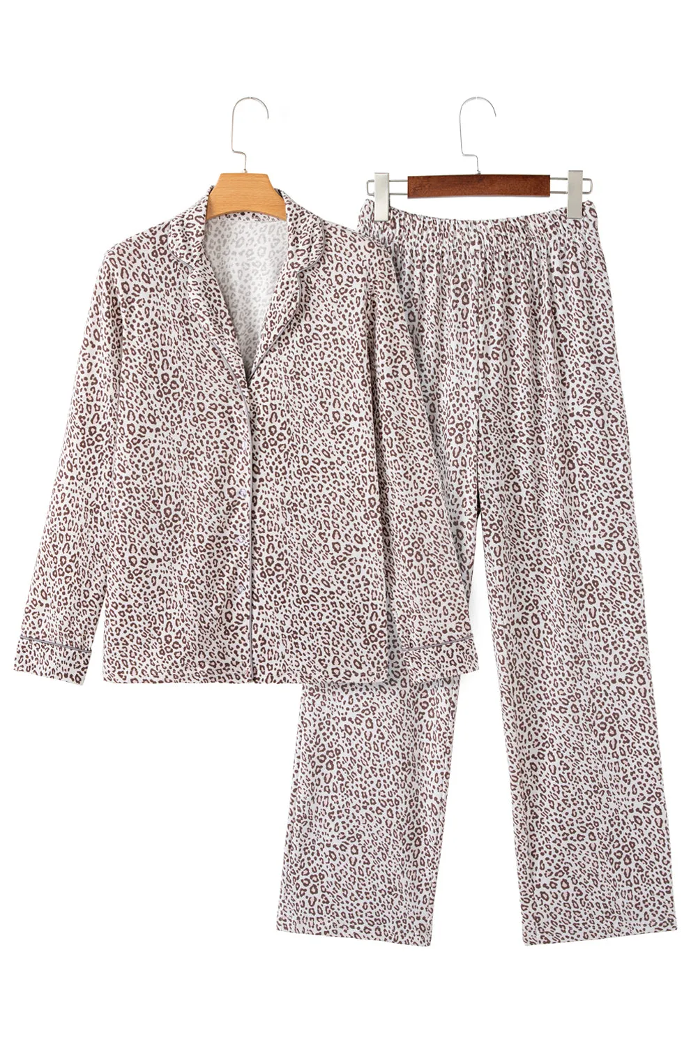 White Allover Leopard Print Long Sleeve and Trousers Pajama Set sold by Beagle Boutique product image thumbnail 5