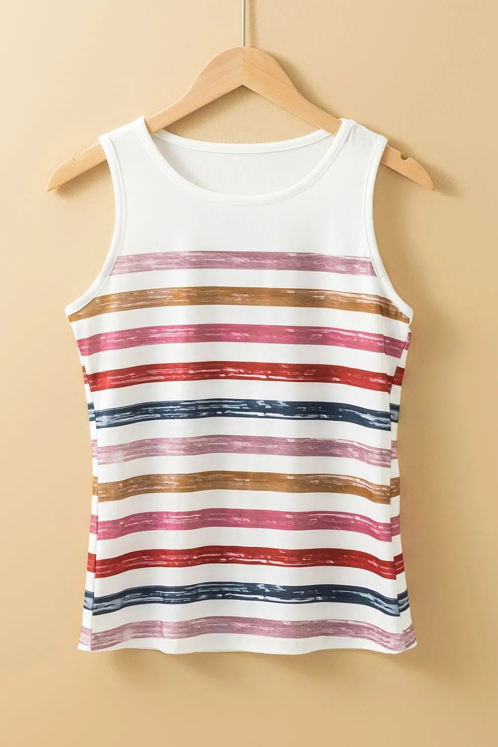 Red Stripe Rainbow Round Neck Tank Top sold by Beagle Boutique product image thumbnail 4