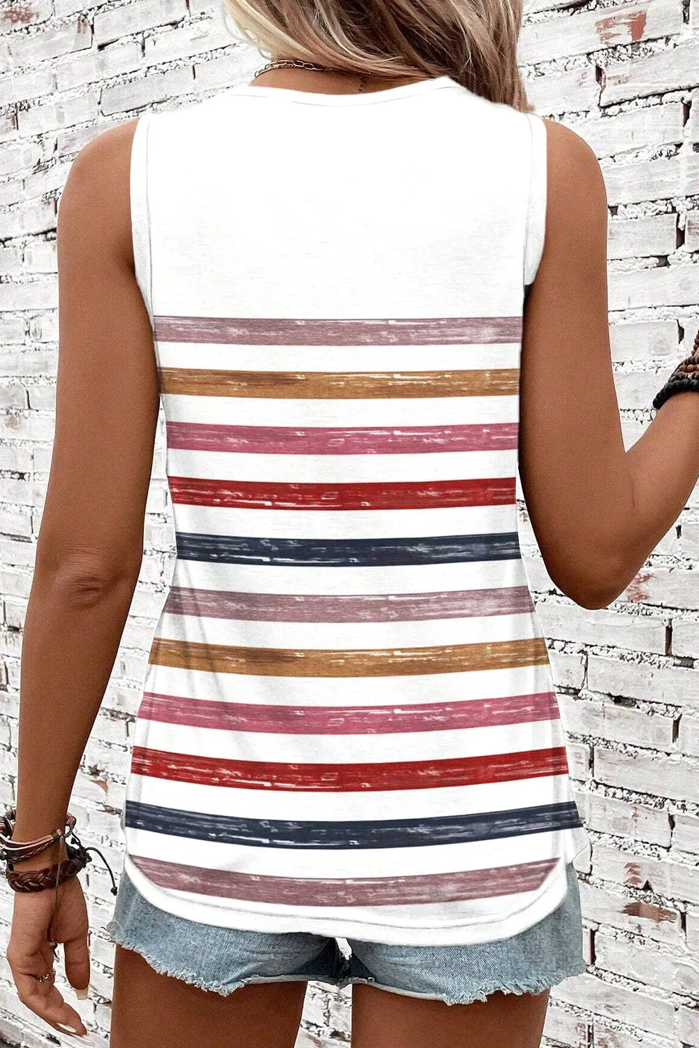 Red Stripe Rainbow Round Neck Tank Top sold by Beagle Boutique product image thumbnail 2