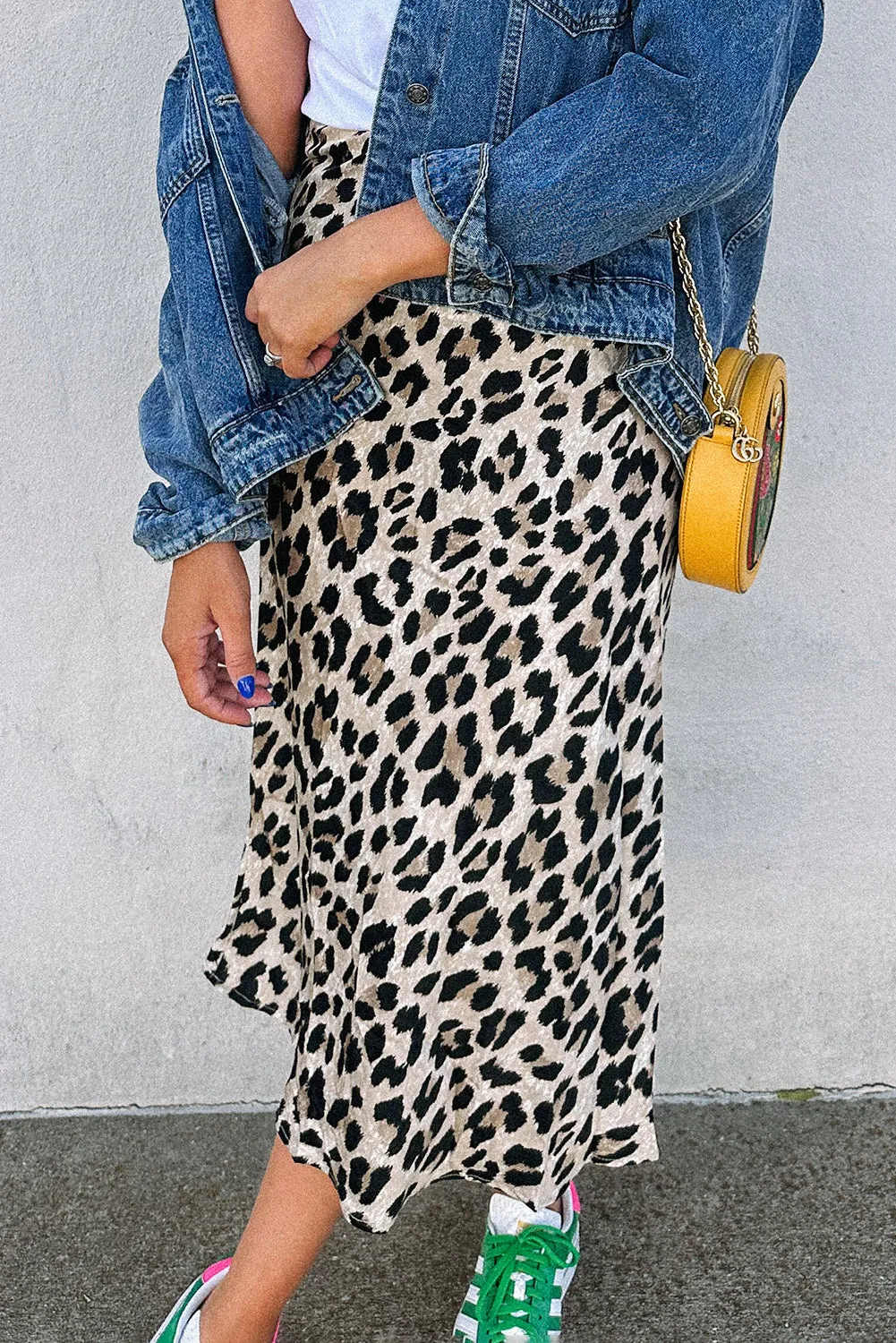 Brown Leopard Print High Waist Midi Skirt sold by Beagle Boutique product image thumbnail 4