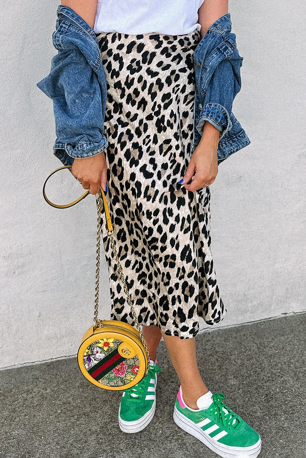 Brown Leopard Print High Waist Midi Skirt sold by Beagle Boutique