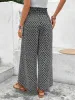 Black Bohemian Print Slit Wide Leg Smocked High Waist Pants sold by Beagle Boutique