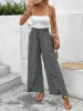 Black Bohemian Print Slit Wide Leg Smocked High Waist Pants sold by Beagle Boutique