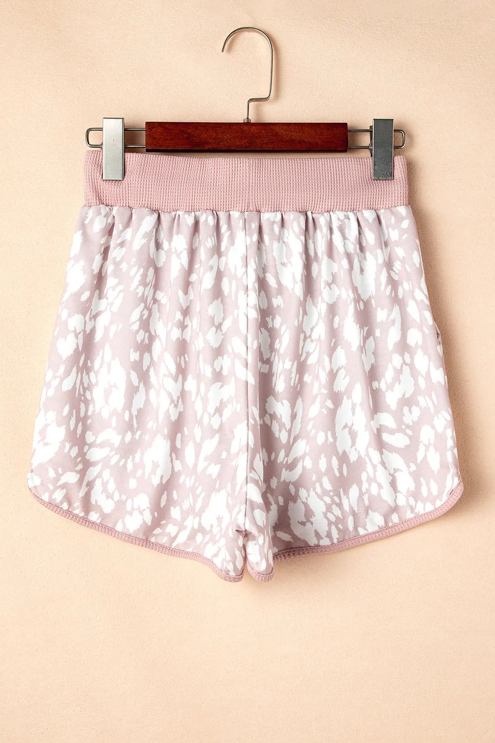 Khaki Classic Leopard Arched Hem Elastic Waist Casual Shorts sold by Beagle Boutique product image thumbnail 5