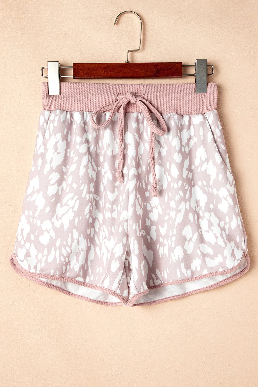 Khaki Classic Leopard Arched Hem Elastic Waist Casual Shorts sold by Beagle Boutique product image thumbnail 4