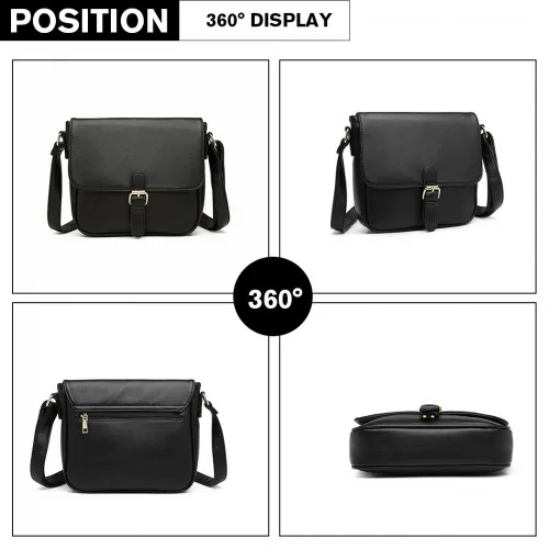LB2003 - Miss Lulu Classic Cross Body Shoulder Bag - Black sold by Beagle Boutique product image thumbnail 3