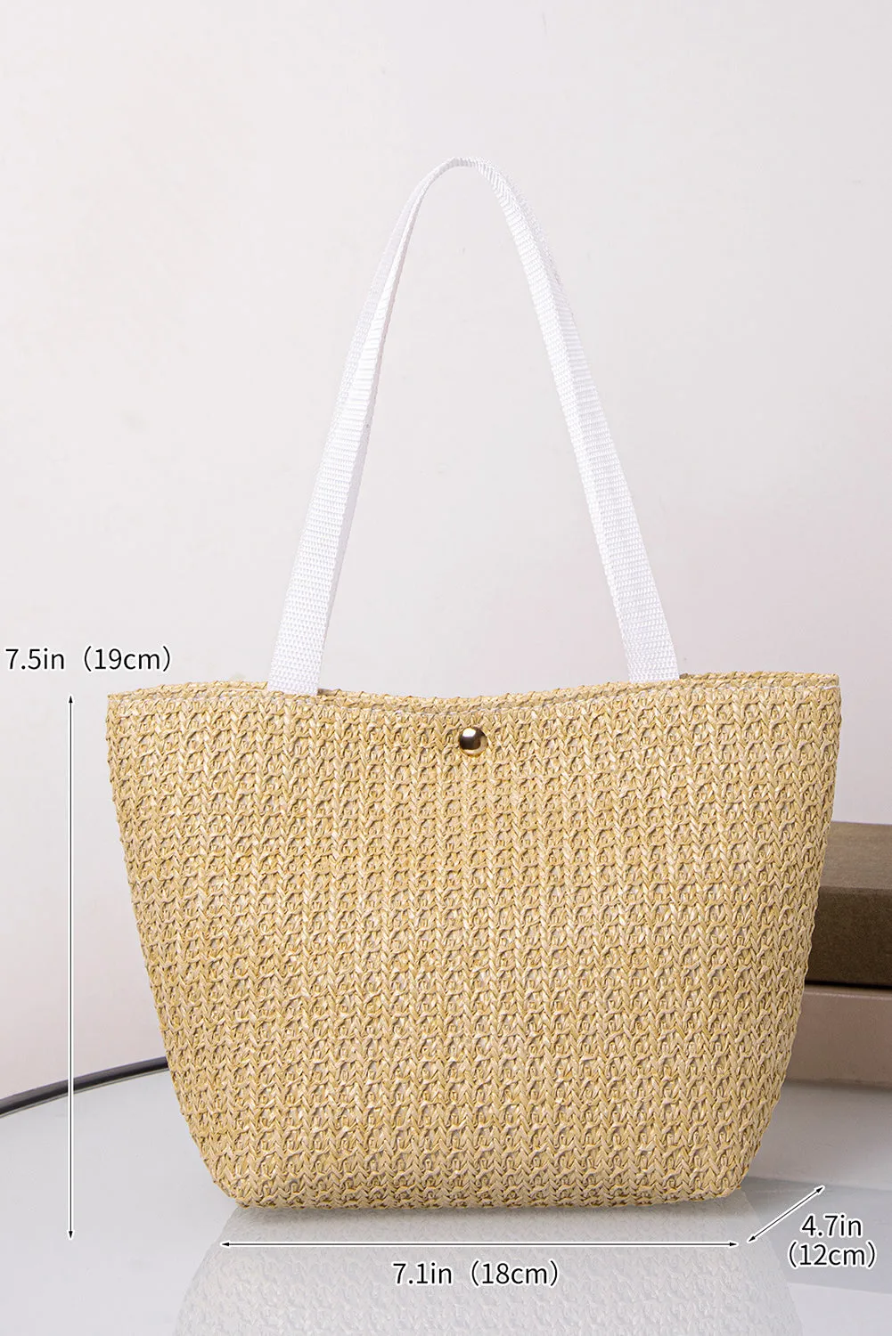 Beige Woven Large Tote Bag sold by Beagle Boutique product image thumbnail 4