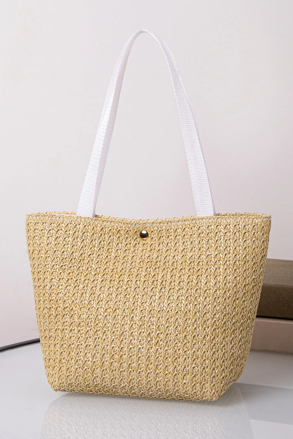 Beige Woven Large Tote Bag sold by Beagle Boutique product image thumbnail 2