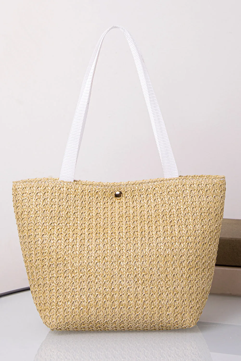 Beige Woven Large Tote Bag sold by Beagle Boutique