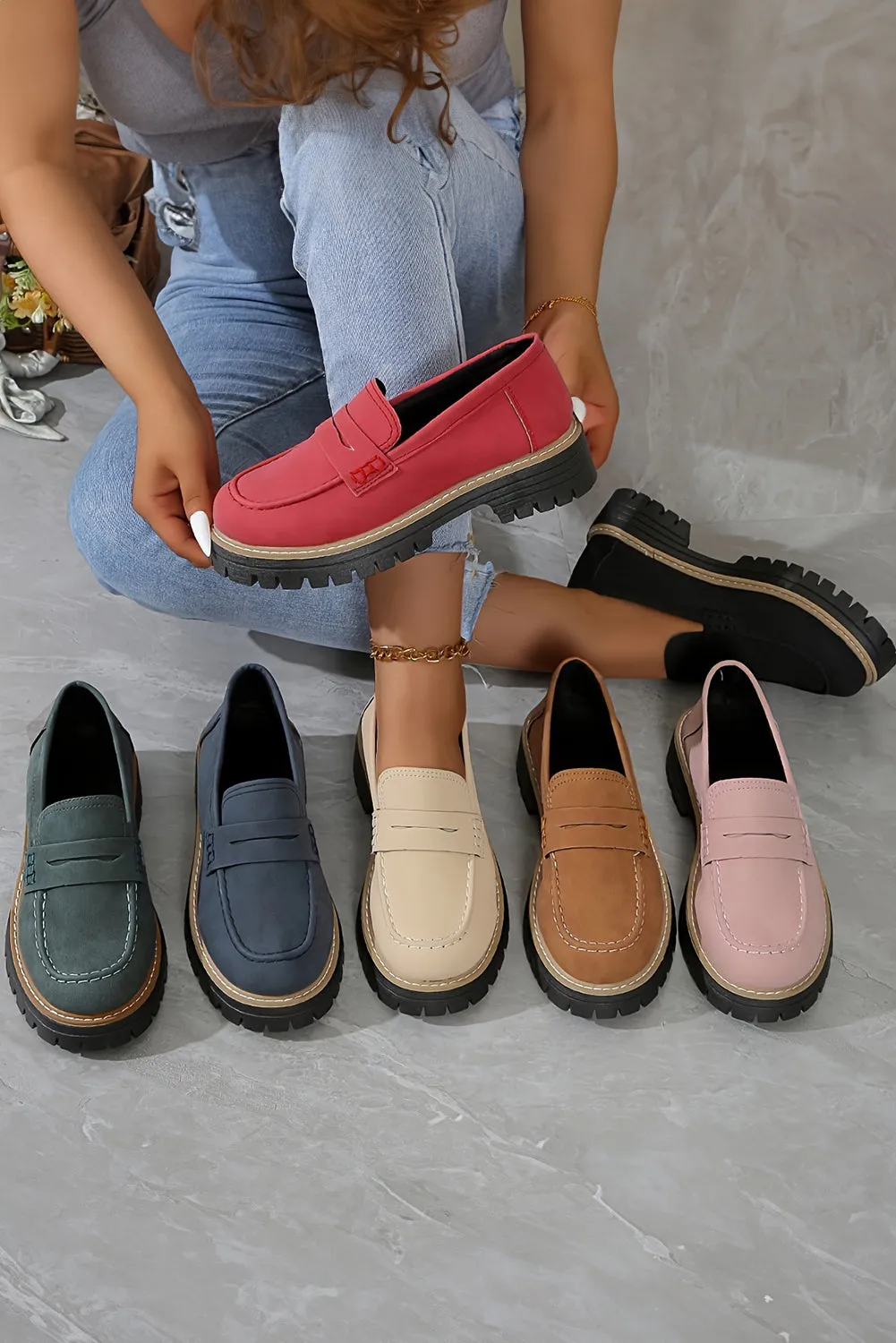 Black Contrast Color Platform Loafers sold by Beagle Boutique product image thumbnail 2