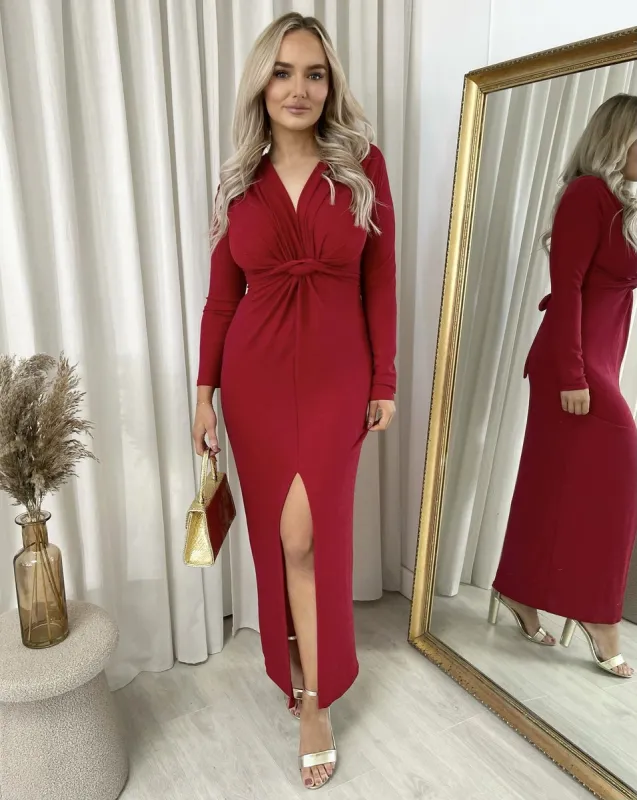 Glitter Twist Front Slit Maxi Dress sold by Beagle Boutique