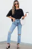 Black Pearl Beaded Drop Shoulder Crewneck T Shirt sold by Beagle Boutique