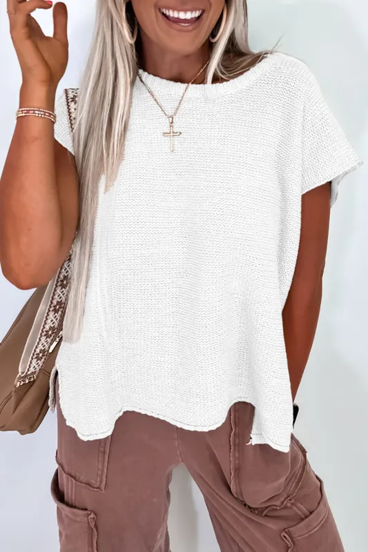 Jet Stream Solid Color Sweater Tee with Side Slits sold by Beagle Boutique