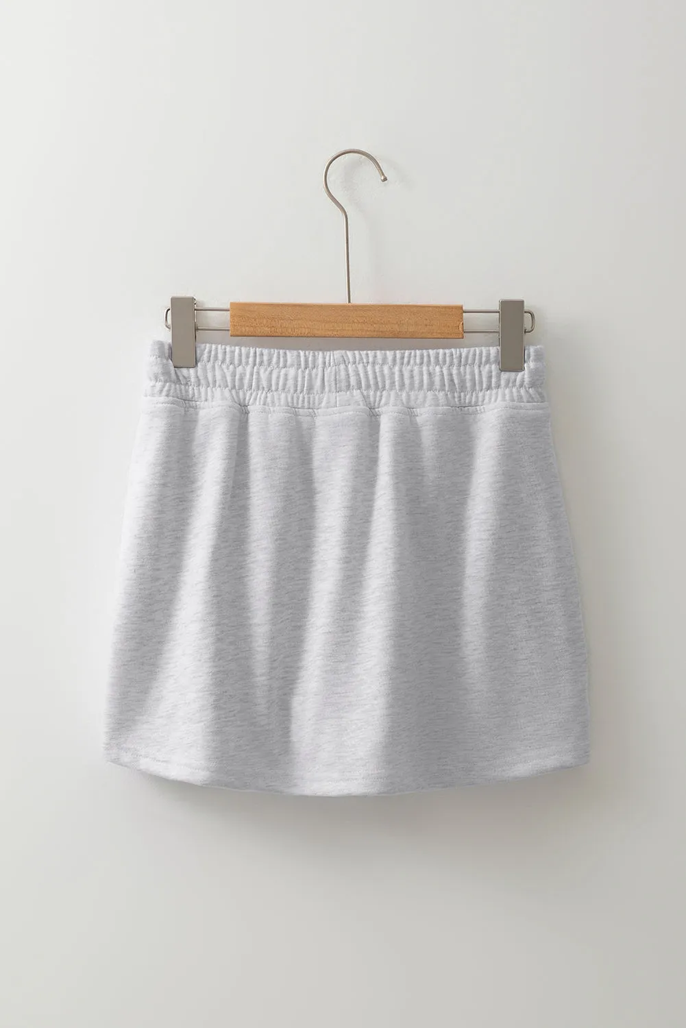 Light Grey French Terry Drawstring Mini Skort with Pockets sold by Beagle Boutique product image thumbnail 5