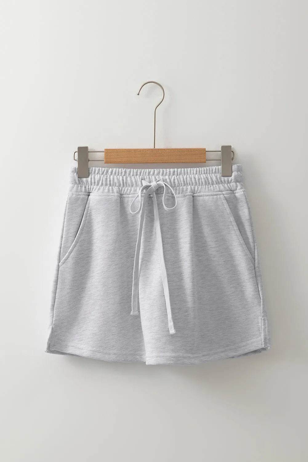 Light Grey French Terry Drawstring Mini Skort with Pockets sold by Beagle Boutique product image thumbnail 4
