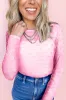 Pink Mesh Bow Pattern Long Sleeve Top sold by Beagle Boutique