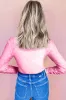 Pink Mesh Bow Pattern Long Sleeve Top sold by Beagle Boutique