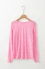 Pink Mesh Bow Pattern Long Sleeve Top sold by Beagle Boutique