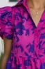 Rose Floral Print Collared Button Neckline Flutter Sleeve Blouse sold by Beagle Boutique
