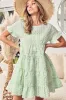 Green Stripe Textured Tiered Short Sleeve Loose Mini Dress sold by Beagle Boutique