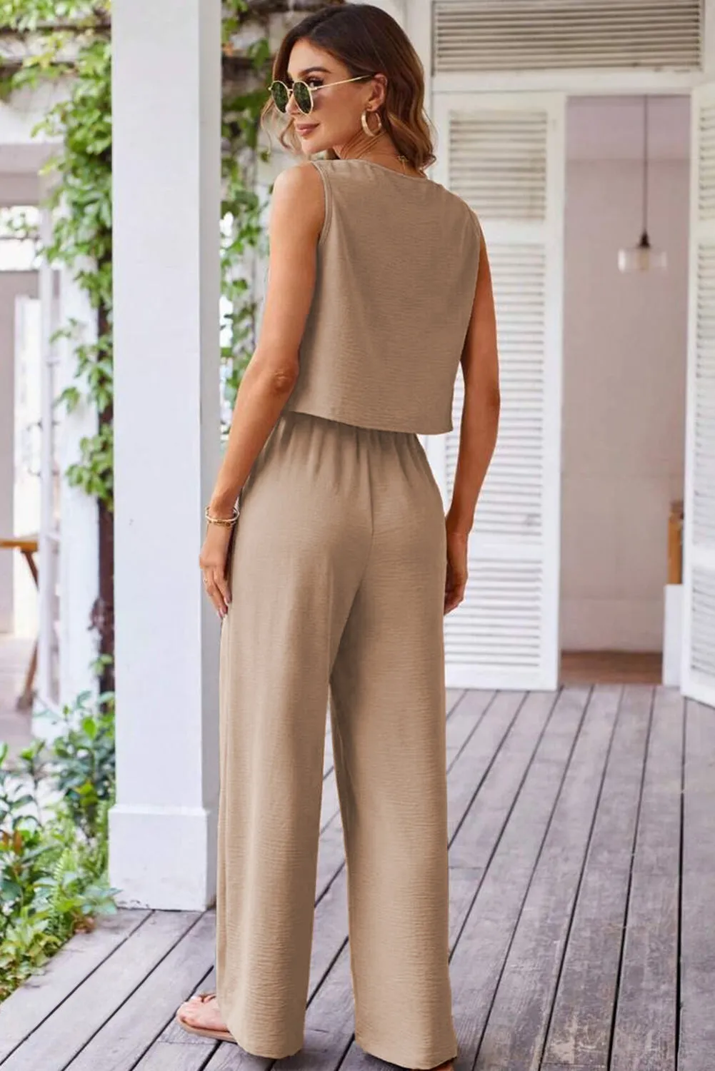 Goat Buttoned Vest Drawstring Wide Leg Trousers 2pcs Set Co-ord sold by Beagle Boutique product image thumbnail 2
